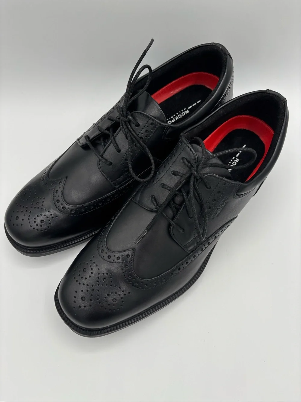 Rockport Essential Details Wingtip Wareproof Oxfords Black Leather Men’s 10.5